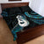 New Zealand Aotearoa Quilt Bed Set Maori Manaia Paua Shell Glitter Turquoise