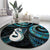 New Zealand Aotearoa Round Carpet Maori Manaia Paua Shell Glitter Turquoise