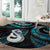 New Zealand Aotearoa Round Carpet Maori Manaia Paua Shell Glitter Turquoise