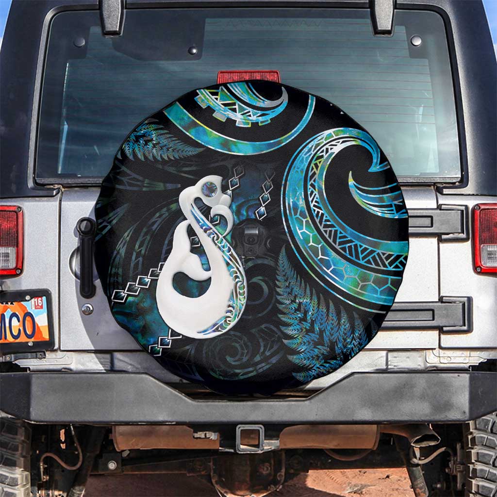 New Zealand Aotearoa Spare Tire Cover Maori Manaia Paua Shell Glitter Turquoise LT05 Turquoise - Polynesian Pride