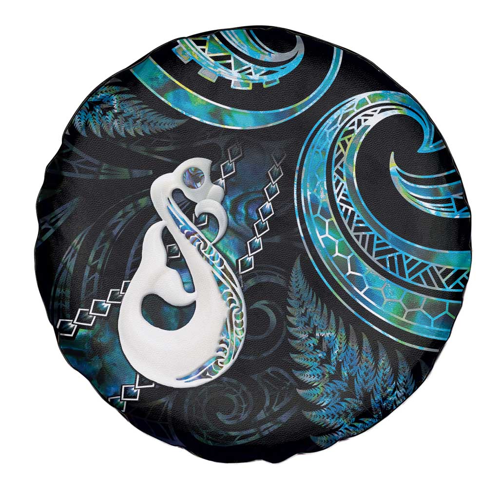 New Zealand Aotearoa Spare Tire Cover Maori Manaia Paua Shell Glitter Turquoise LT05 - Polynesian Pride