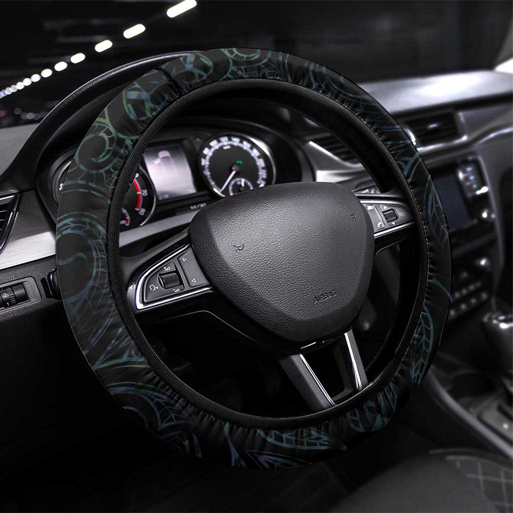 New Zealand Aotearoa Steering Wheel Cover Maori Manaia Paua Shell Glitter Turquoise LT05 Universal Fit Turquoise - Polynesian Pride
