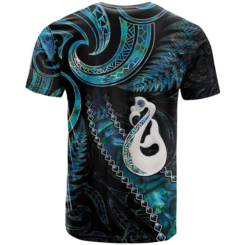New Zealand Aotearoa T Shirt Maori Manaia Paua Shell Glitter Turquoise LT05 - Polynesian Pride