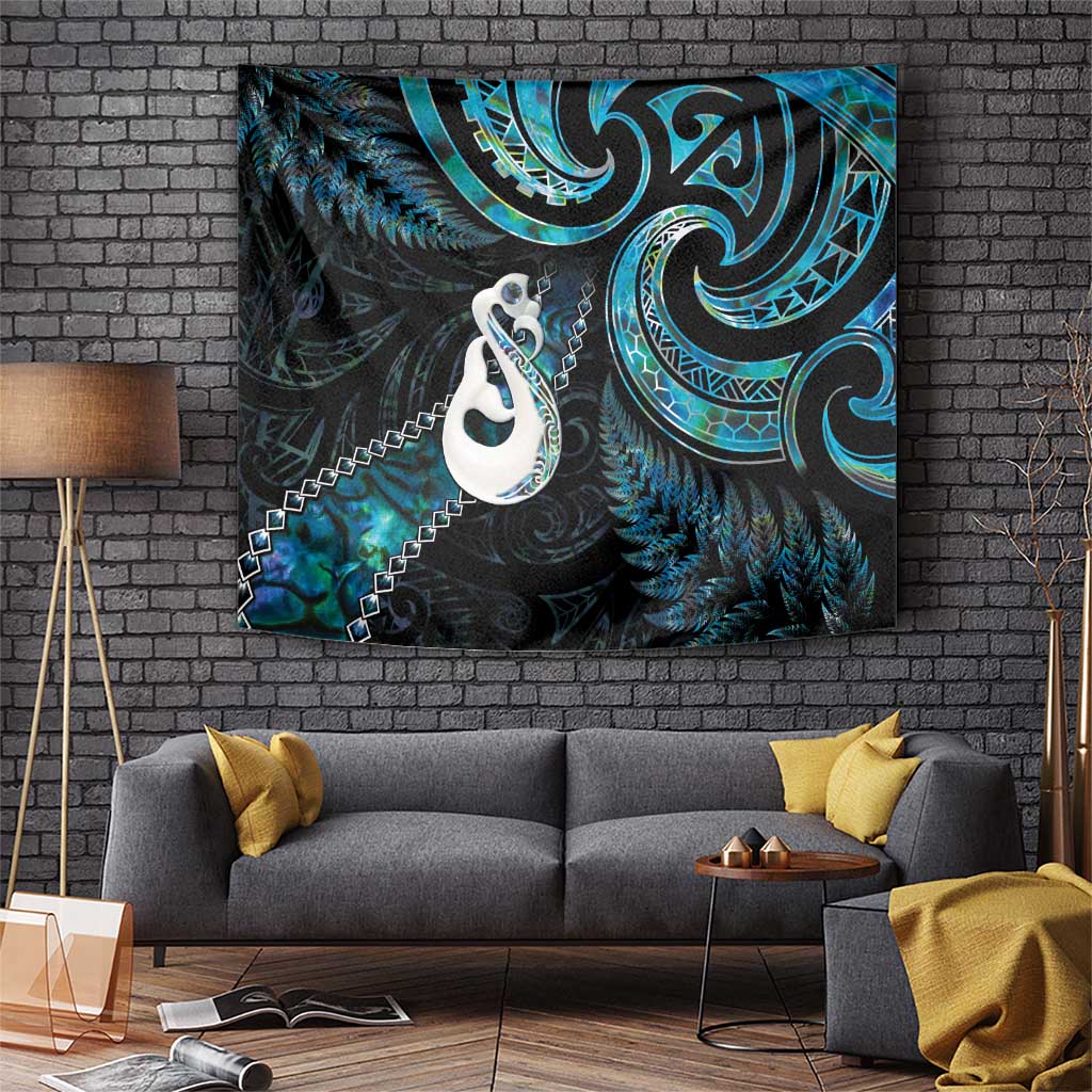 New Zealand Aotearoa Tapestry Maori Manaia Paua Shell Glitter Turquoise