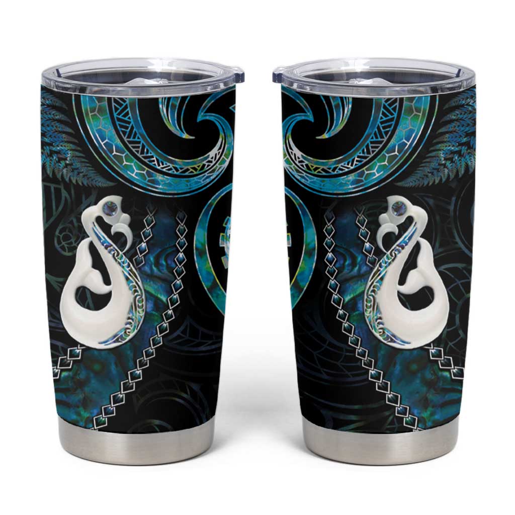 New Zealand Aotearoa Tumbler Cup Maori Manaia Paua Shell Glitter Turquoise LT05 Turquoise - Polynesian Pride