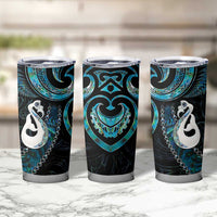 New Zealand Aotearoa Tumbler Cup Maori Manaia Paua Shell Glitter Turquoise LT05 - Polynesian Pride