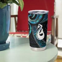 New Zealand Aotearoa Tumbler Cup Maori Manaia Paua Shell Glitter Turquoise LT05 - Polynesian Pride