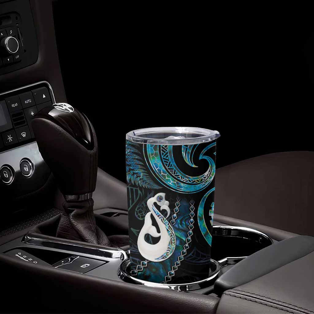 New Zealand Aotearoa Tumbler Cup Maori Manaia Paua Shell Glitter Turquoise LT05 - Polynesian Pride