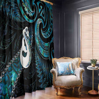 New Zealand Aotearoa Window Curtain Maori Manaia Paua Shell Glitter Turquoise LT05 - Polynesian Pride