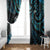 New Zealand Aotearoa Window Curtain Maori Manaia Paua Shell Glitter Turquoise