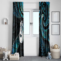 New Zealand Aotearoa Window Curtain Maori Manaia Paua Shell Glitter Turquoise LT05 - Polynesian Pride