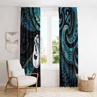 New Zealand Aotearoa Window Curtain Maori Manaia Paua Shell Glitter Turquoise LT05 - Polynesian Pride