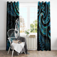 New Zealand Aotearoa Window Curtain Maori Manaia Paua Shell Glitter Turquoise LT05 - Polynesian Pride