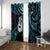 New Zealand Aotearoa Window Curtain Maori Manaia Paua Shell Glitter Turquoise