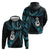 New Zealand Aotearoa Zip Hoodie Maori Manaia Paua Shell Glitter Turquoise