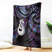 New Zealand Aotearoa Blanket Maori Manaia Paua Shell Glitter Purple LT05 - Polynesian Pride
