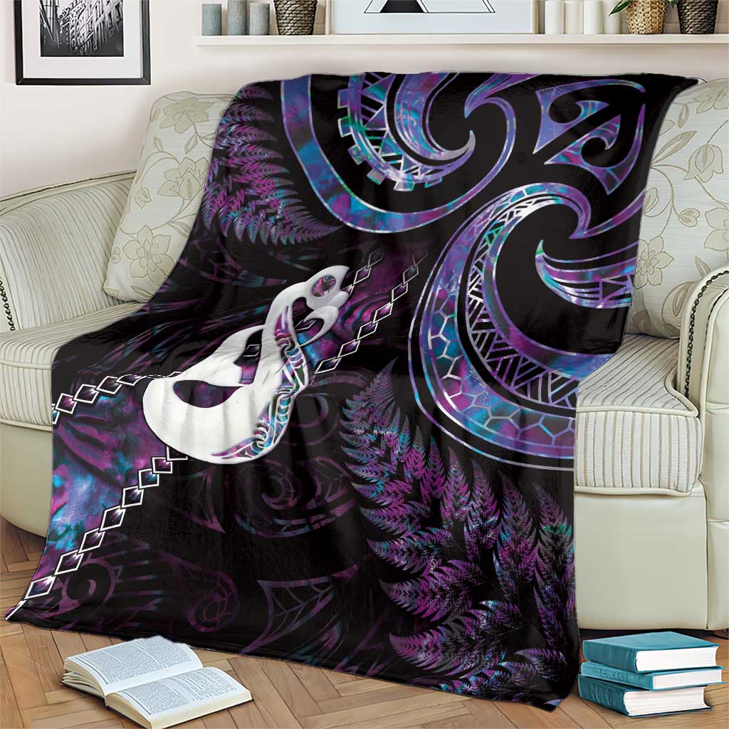 New Zealand Aotearoa Blanket Maori Manaia Paua Shell Glitter Purple LT05 - Polynesian Pride