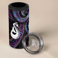 New Zealand Aotearoa 4 in 1 Can Cooler Tumbler Maori Manaia Paua Shell Glitter Purple