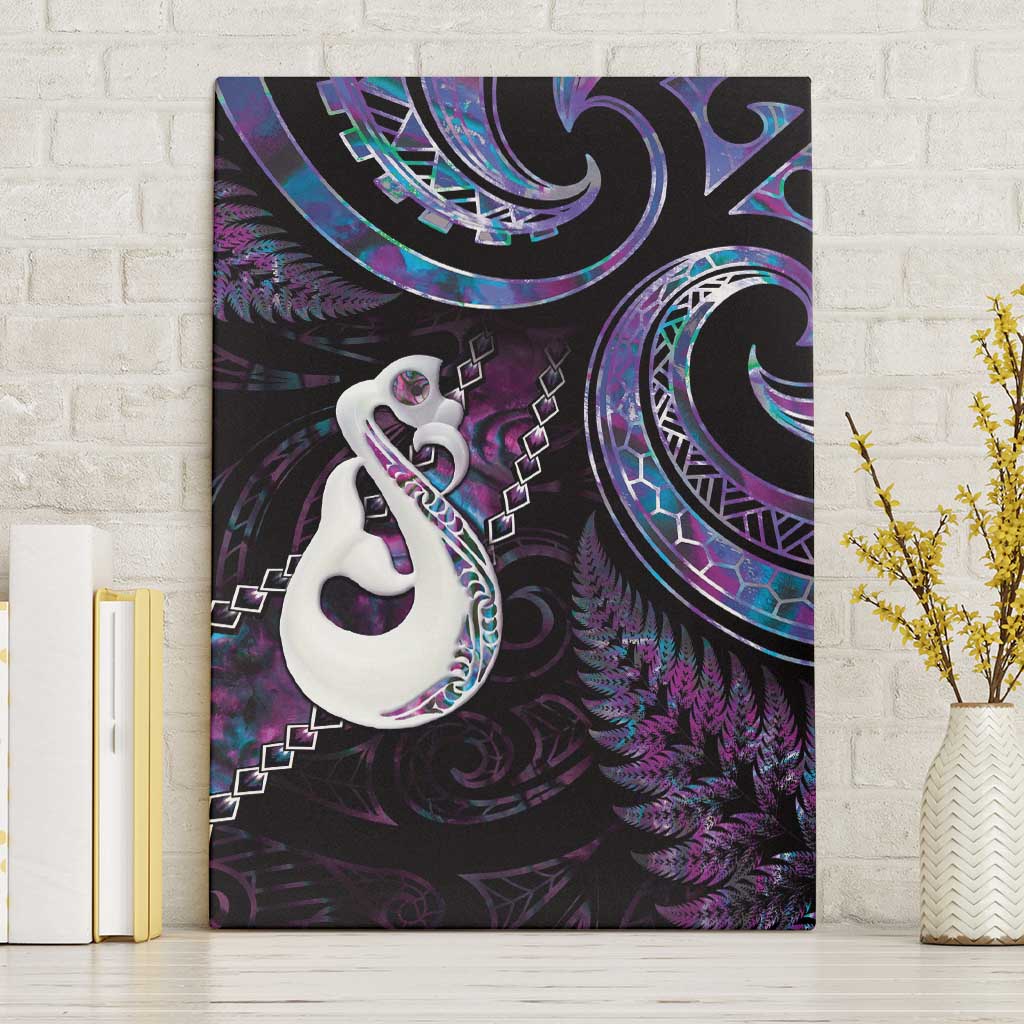 New Zealand Aotearoa Canvas Wall Art Maori Manaia Paua Shell Glitter Purple LT05 Without Frame Purple - Polynesian Pride