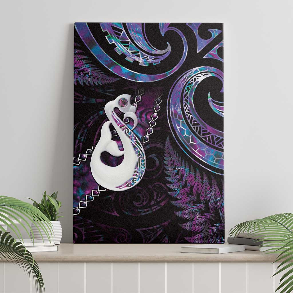 New Zealand Aotearoa Canvas Wall Art Maori Manaia Paua Shell Glitter Purple LT05 - Polynesian Pride