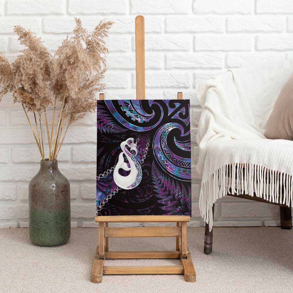 New Zealand Aotearoa Canvas Wall Art Maori Manaia Paua Shell Glitter Purple LT05 - Polynesian Pride