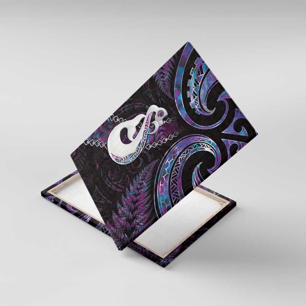 New Zealand Aotearoa Canvas Wall Art Maori Manaia Paua Shell Glitter Purple LT05 With Frame Purple - Polynesian Pride