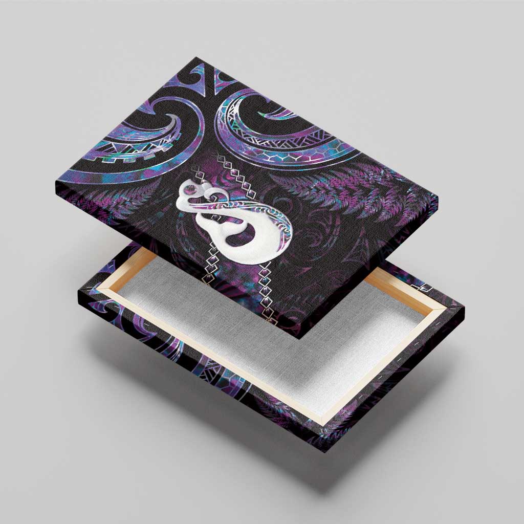 New Zealand Aotearoa Canvas Wall Art Maori Manaia Paua Shell Glitter Purple LT05 - Polynesian Pride