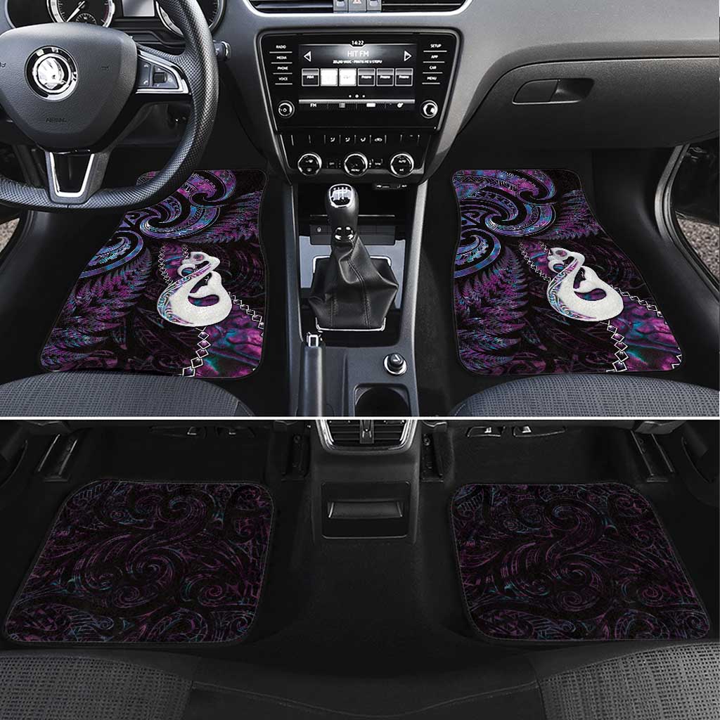 New Zealand Aotearoa Car Mats Maori Manaia Paua Shell Glitter Purple LT05 Set 4pcs Purple - Polynesian Pride