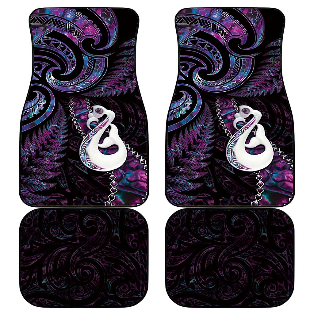 New Zealand Aotearoa Car Mats Maori Manaia Paua Shell Glitter Purple LT05 - Polynesian Pride