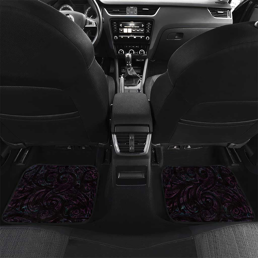 New Zealand Aotearoa Car Mats Maori Manaia Paua Shell Glitter Purple LT05 Set 2pcs - Back Purple - Polynesian Pride