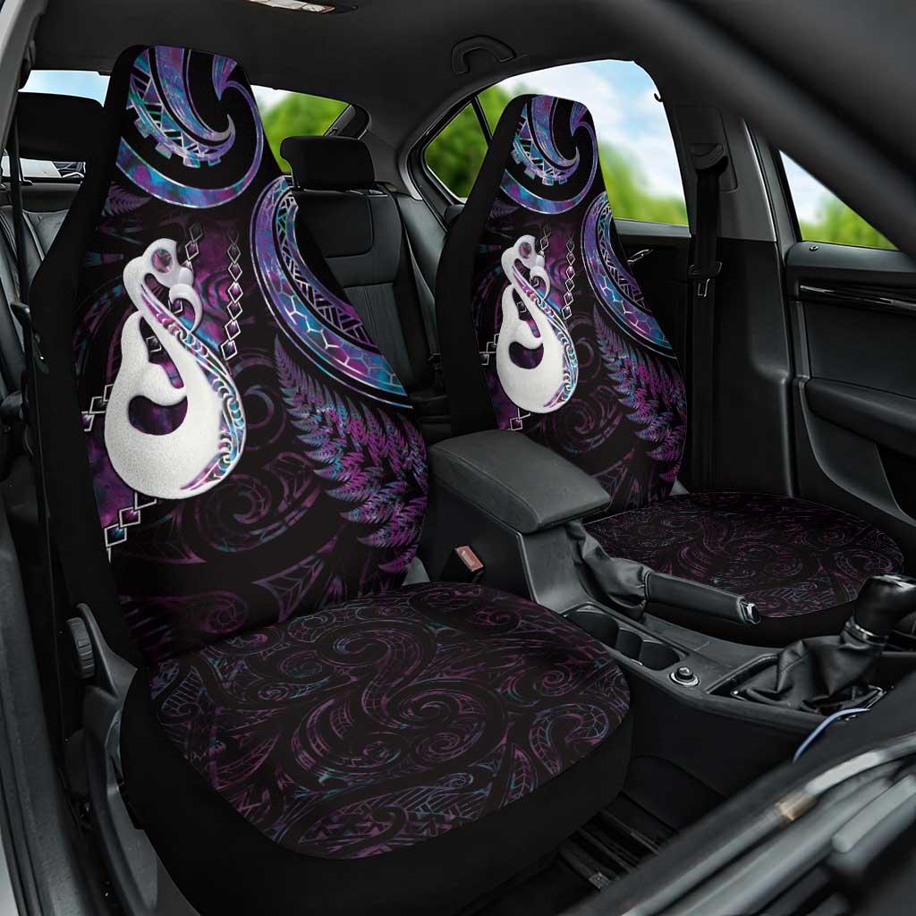 New Zealand Aotearoa Car Seat Cover Maori Manaia Paua Shell Glitter Purple