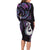 New Zealand Aotearoa Family Matching Long Sleeve Bodycon Dress and Hawaiian Shirt Maori Manaia Paua Shell Glitter Purple