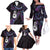 New Zealand Aotearoa Family Matching Off The Shoulder Long Sleeve Dress and Hawaiian Shirt Maori Manaia Paua Shell Glitter Purple