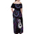 New Zealand Aotearoa Family Matching Off Shoulder Maxi Dress and Hawaiian Shirt Maori Manaia Paua Shell Glitter Purple