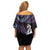 New Zealand Aotearoa Family Matching Off Shoulder Short Dress and Hawaiian Shirt Maori Manaia Paua Shell Glitter Purple