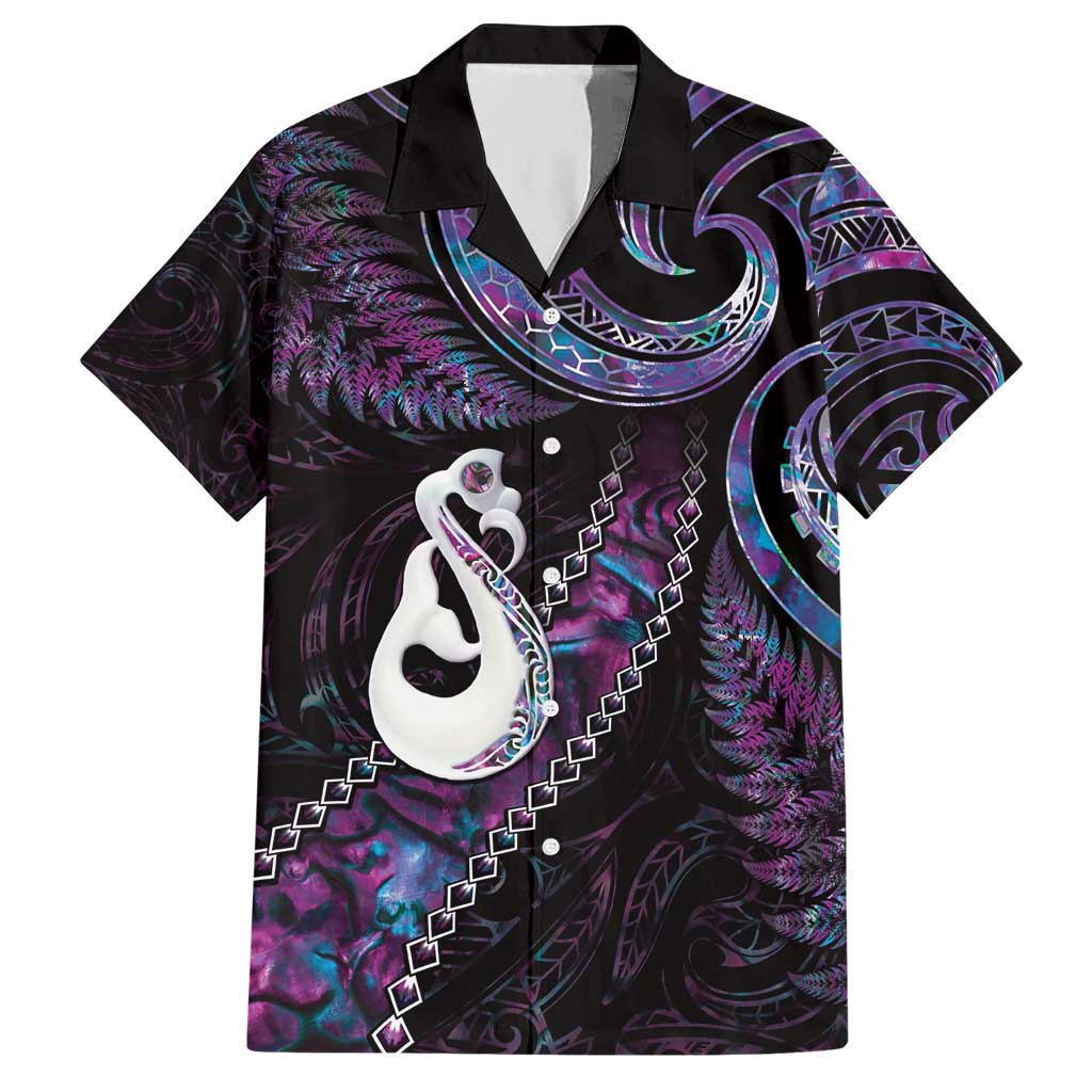 New Zealand Aotearoa Hawaiian Shirt Maori Manaia Paua Shell Glitter Purple LT05 Purple - Polynesian Pride