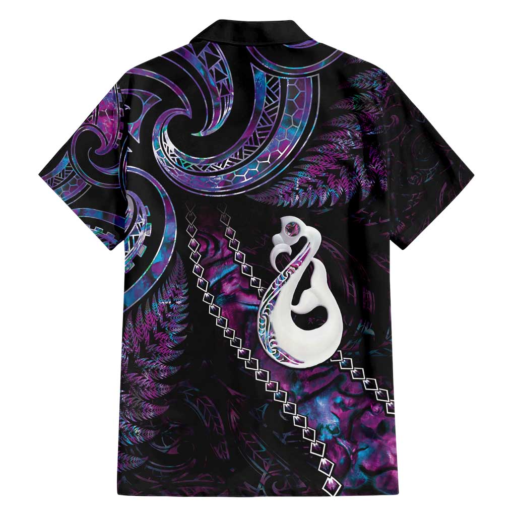 New Zealand Aotearoa Hawaiian Shirt Maori Manaia Paua Shell Glitter Purple LT05 - Polynesian Pride