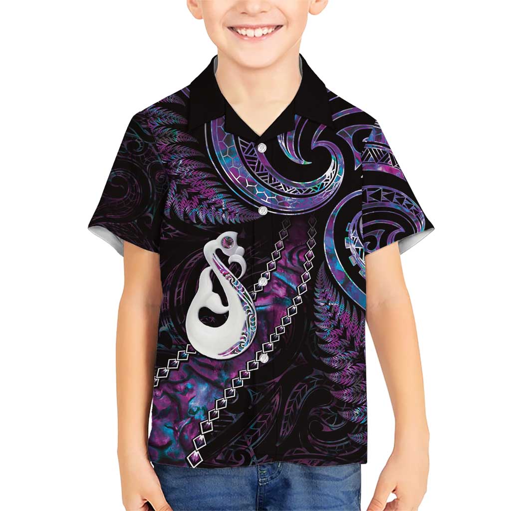 New Zealand Aotearoa Hawaiian Shirt Maori Manaia Paua Shell Glitter Purple LT05 - Polynesian Pride