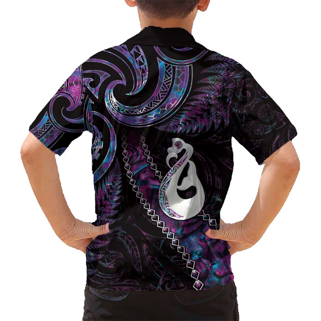 New Zealand Aotearoa Hawaiian Shirt Maori Manaia Paua Shell Glitter Purple LT05 - Polynesian Pride