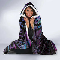 New Zealand Aotearoa Hooded Blanket Maori Manaia Paua Shell Glitter Purple LT05 - Polynesian Pride