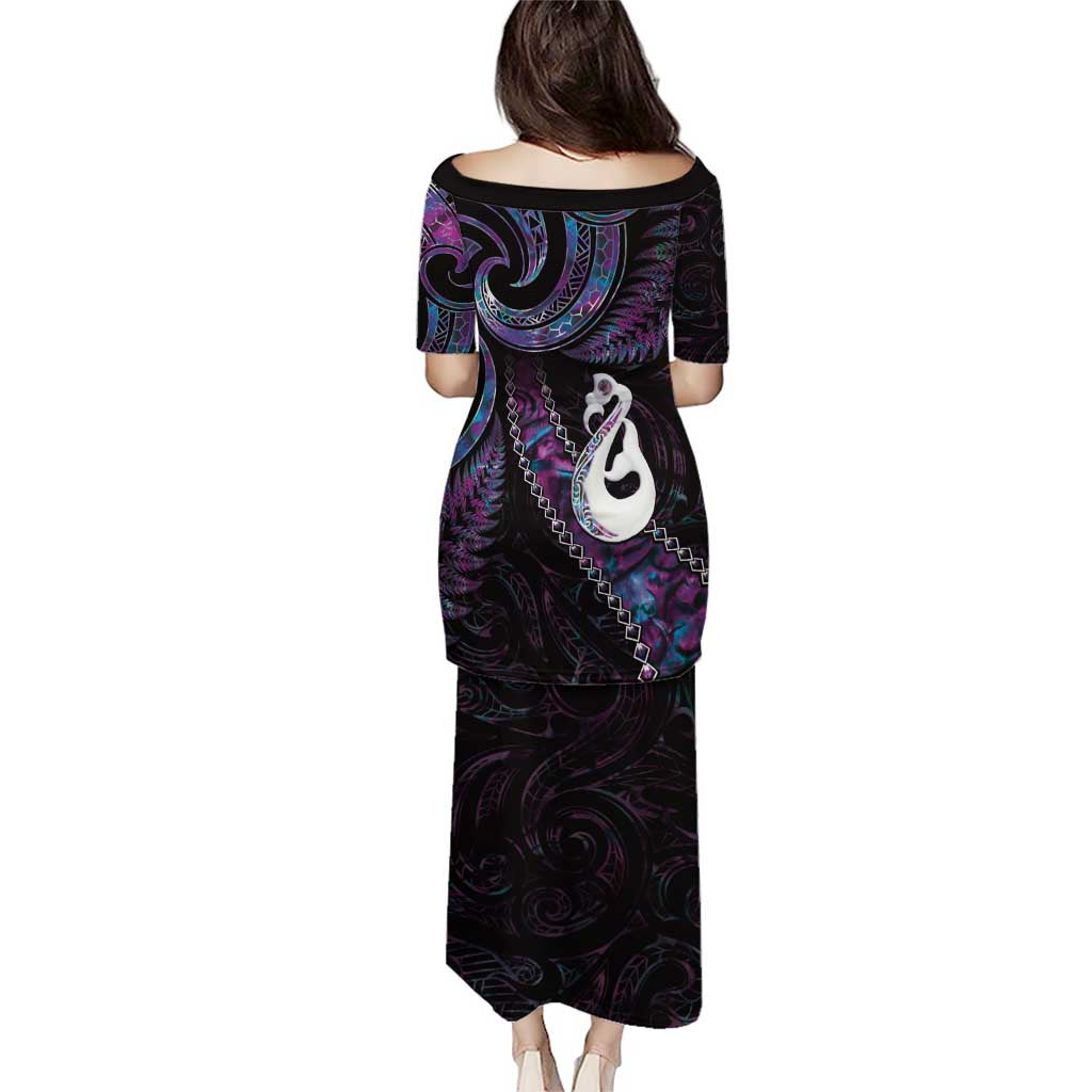 New Zealand Aotearoa Puletasi Maori Manaia Paua Shell Glitter Purple LT05 - Polynesian Pride