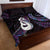 New Zealand Aotearoa Quilt Bed Set Maori Manaia Paua Shell Glitter Purple