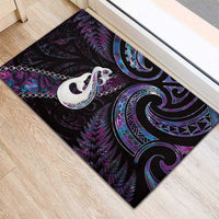 New Zealand Aotearoa Rubber Doormat Maori Manaia Paua Shell Glitter Purple LT05 - Polynesian Pride