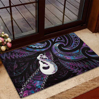 New Zealand Aotearoa Rubber Doormat Maori Manaia Paua Shell Glitter Purple LT05 - Polynesian Pride