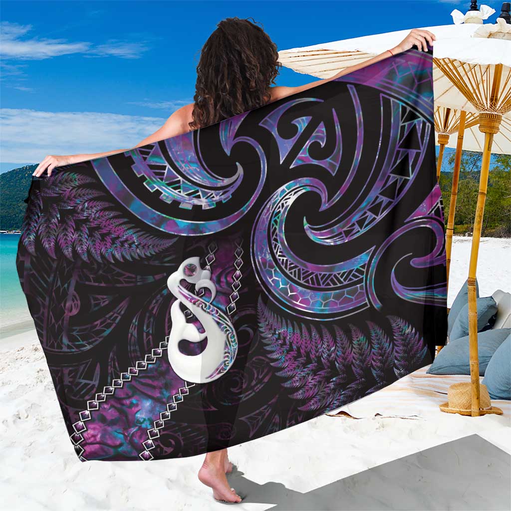 New Zealand Aotearoa Sarong Maori Manaia Paua Shell Glitter Purple