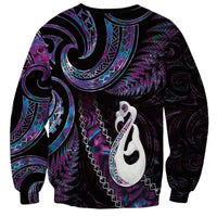 New Zealand Aotearoa Sweatshirt Maori Manaia Paua Shell Glitter Purple LT05 - Polynesian Pride