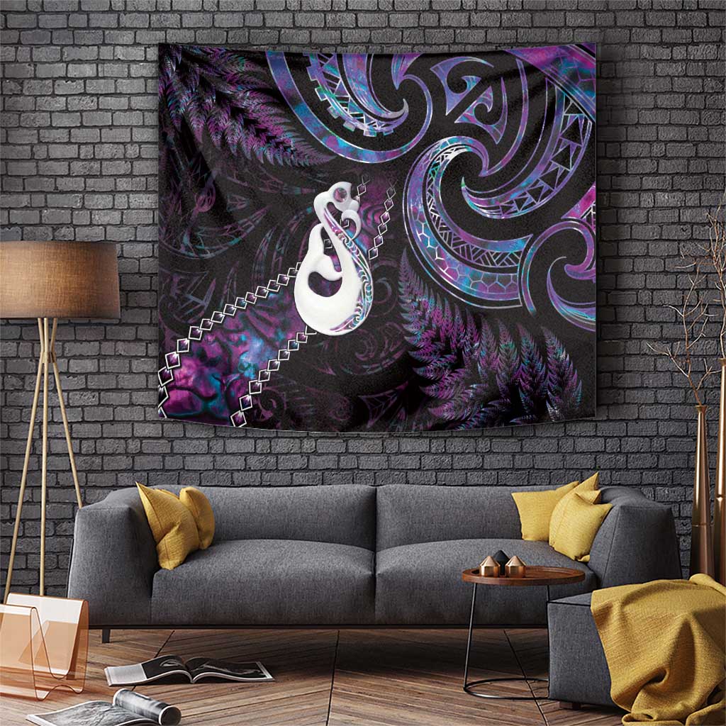 New Zealand Aotearoa Tapestry Maori Manaia Paua Shell Glitter Purple