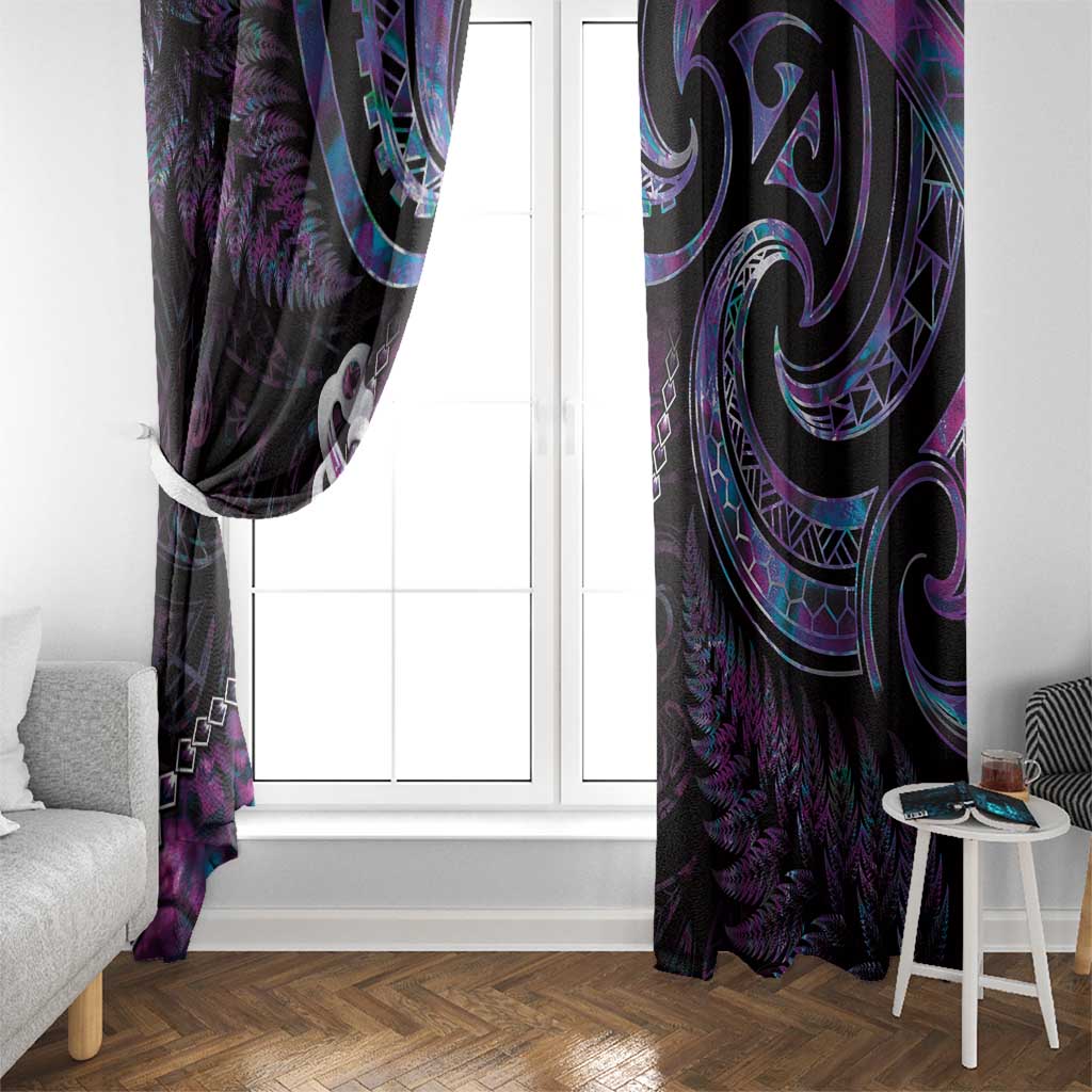 New Zealand Aotearoa Window Curtain Maori Manaia Paua Shell Glitter Purple LT05 - Polynesian Pride