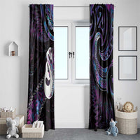 New Zealand Aotearoa Window Curtain Maori Manaia Paua Shell Glitter Purple LT05 - Polynesian Pride