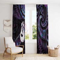 New Zealand Aotearoa Window Curtain Maori Manaia Paua Shell Glitter Purple LT05 - Polynesian Pride
